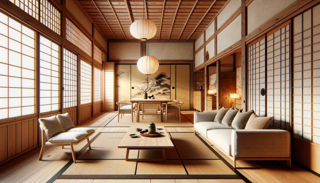 和モダンインテリア, 自然素材, シンプルデザイン, 木竹和紙, 自然光, 色彩調和, 家具選び, 現代和室, 和の美しさ, 穏やかな空間作り ...