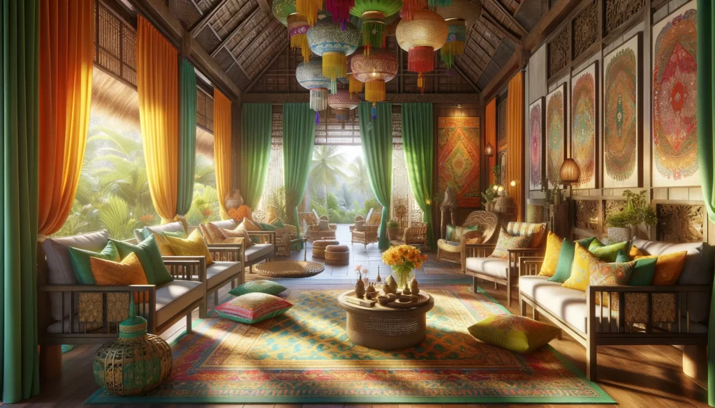  the festive hues of Southeast Asia, designed to incorporate vibrant colors, natural materials, and traditional patterns