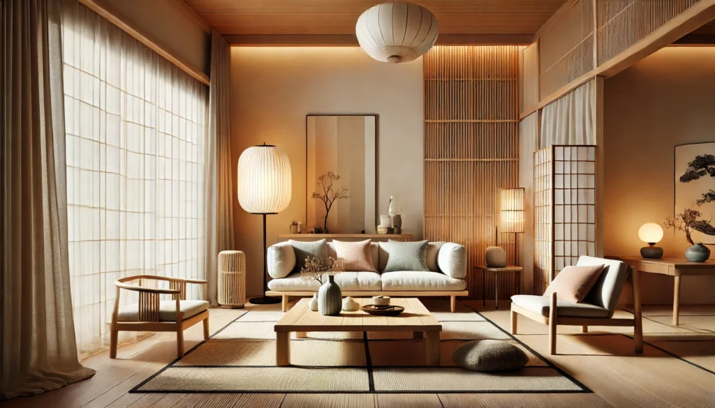 和モダンインテリア, 自然素材, シンプルデザイン, 木竹和紙, 自然光, 色彩調和, 家具選び, 現代和室, 和の美しさ, 穏やかな空間作り ...