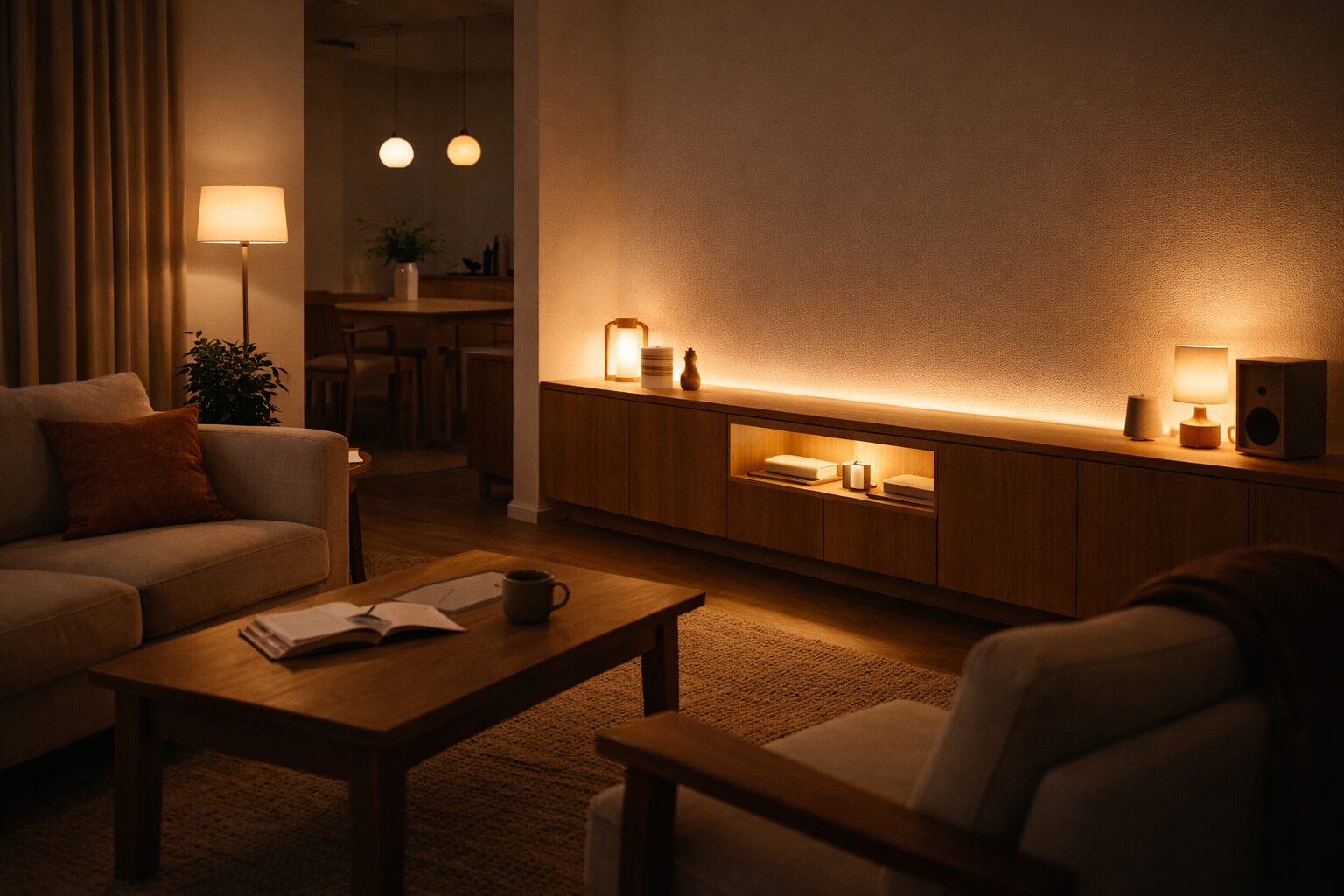 リネンとウール、木と陶器を重ねた、触感が伝わる質感レイヤーのインテリア